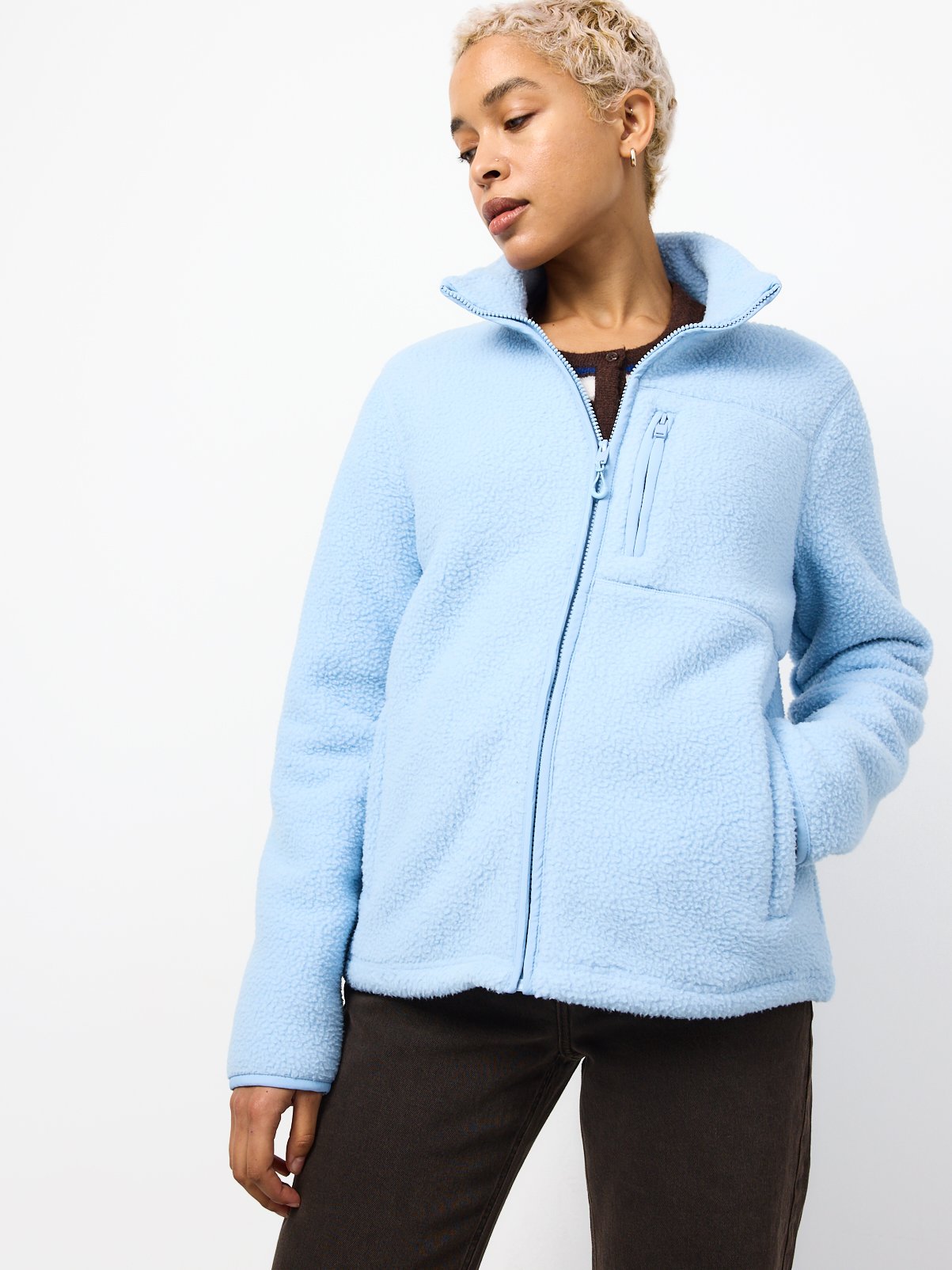 Light Blue Teddy Full Zip Through Fleece S - Image 1 thumbnail